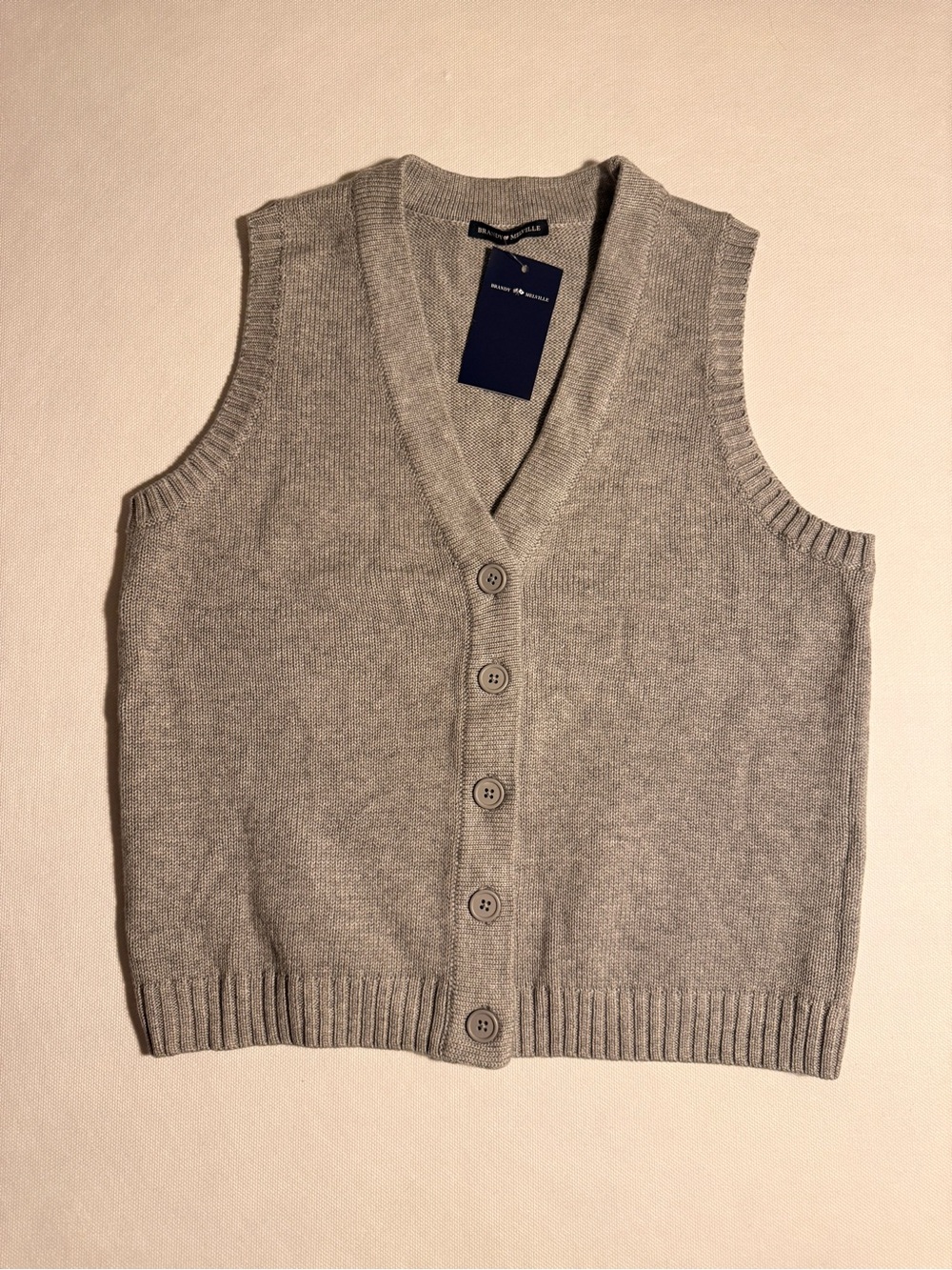 Brandy Melville Classic Gray Button-Front Knit Vest - Women